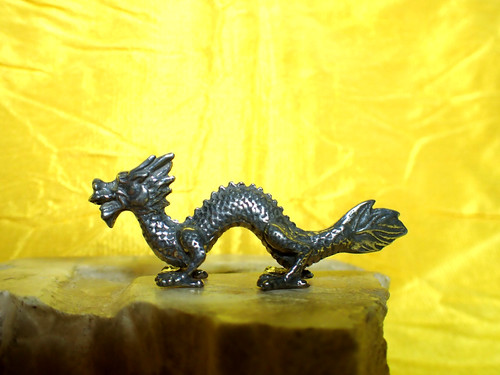 Silvered pewter dragon - dragon, royal